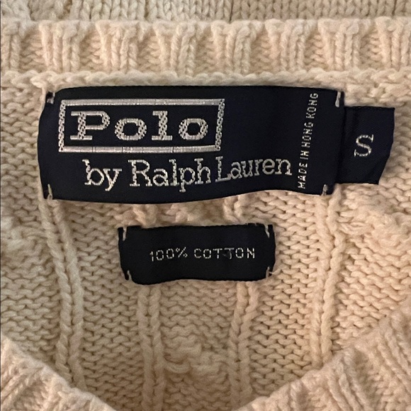Ralph Lauren Unisex White 100% Cotton Cable Knit V-Neck Sweater Vest Small - Picture 8 of 14